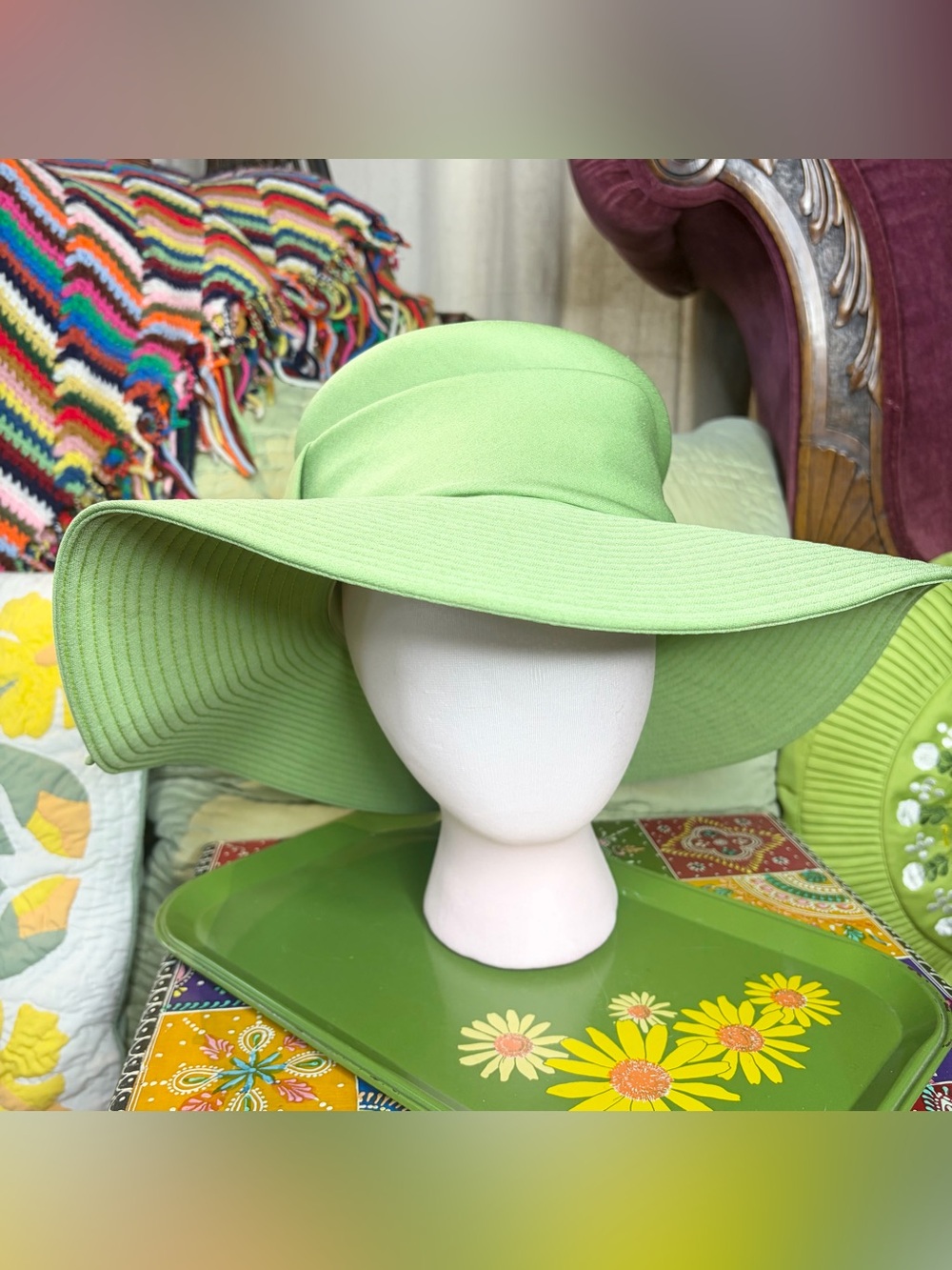 70s Green Joyce Creations of California Hat